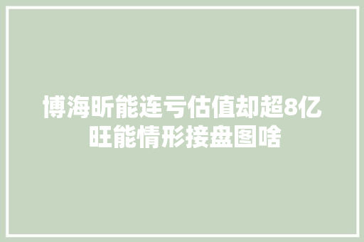 博海昕能连亏估值却超8亿 旺能情形接盘图啥