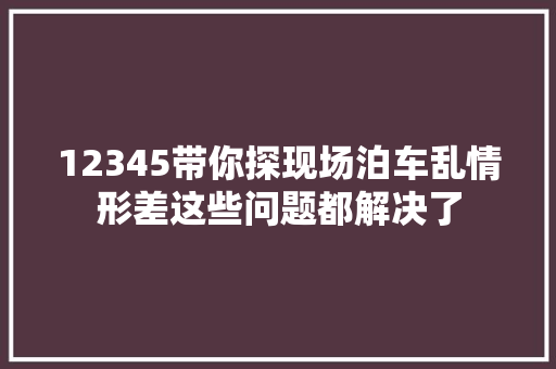 12345带你探现场泊车乱情形差这些问题都解决了