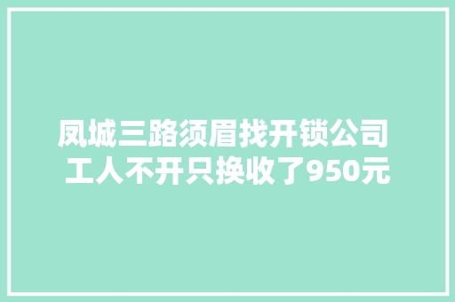 凤城三路须眉找开锁公司 工人不开只换收了950元