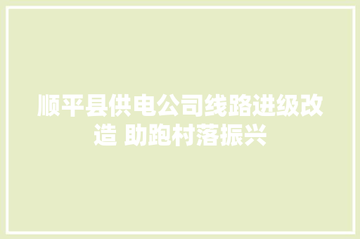 顺平县供电公司线路进级改造 助跑村落振兴