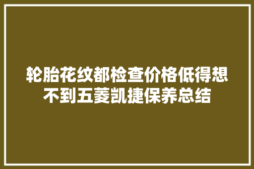 轮胎花纹都检查价格低得想不到五菱凯捷保养总结