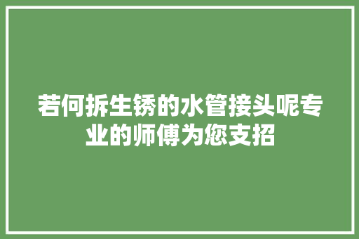 若何拆生锈的水管接头呢专业的师傅为您支招