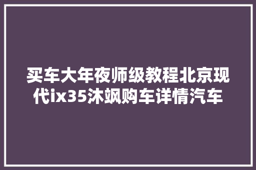 买车大年夜师级教程北京现代ix35沐飒购车详情汽车