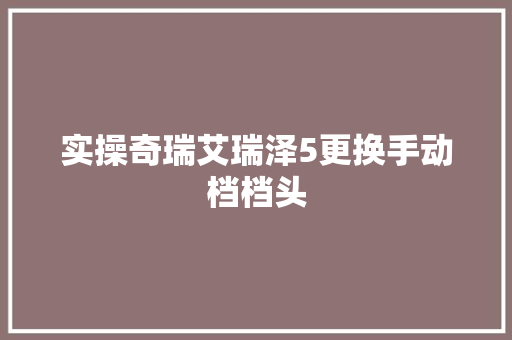 实操奇瑞艾瑞泽5更换手动档档头