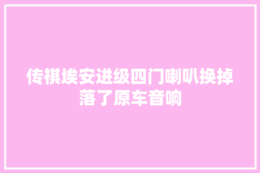 传祺埃安进级四门喇叭换掉落了原车音响 汽车知识