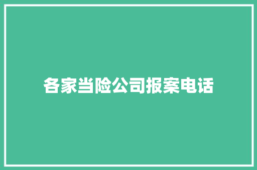 各家当险公司报案电话