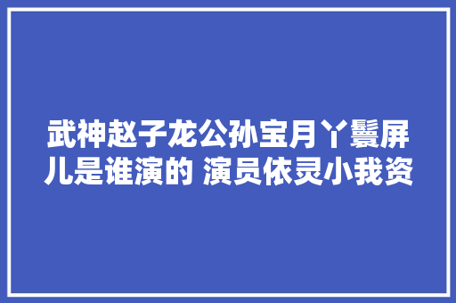 武神赵子龙公孙宝月丫鬟屏儿是谁演的 演员依灵小我资料微博