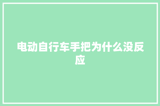 电动自行车手把为什么没反应