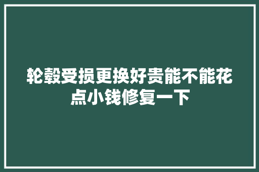 轮毂受损更换好贵能不能花点小钱修复一下