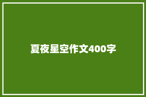 夏夜星空作文400字