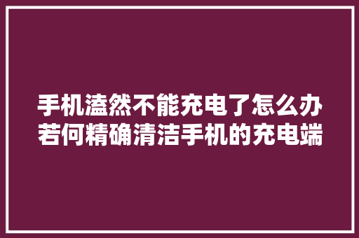 手机溘然不能充电了怎么办若何精确清洁手机的充电端口