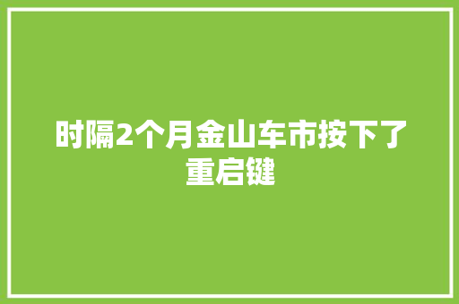 时隔2个月金山车市按下了重启键