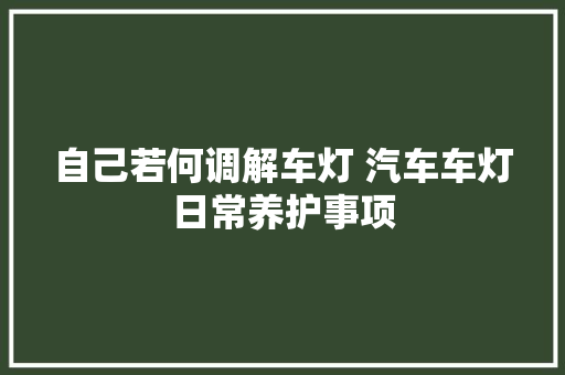 自己若何调解车灯 汽车车灯日常养护事项