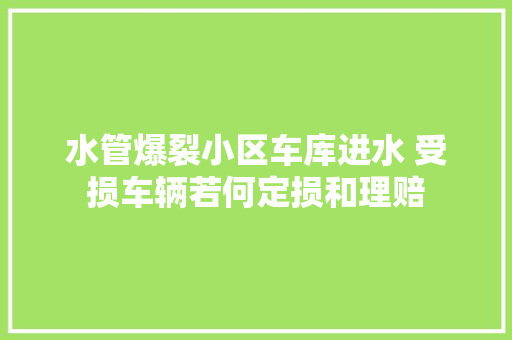 水管爆裂小区车库进水 受损车辆若何定损和理赔