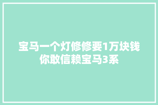 宝马一个灯修修要1万块钱你敢信赖宝马3系
