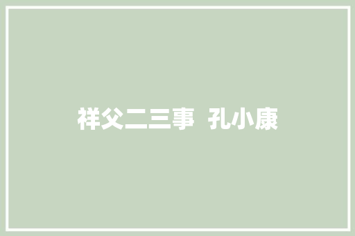 祥父二三事  孔小康