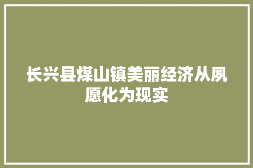 长兴县煤山镇美丽经济从夙愿化为现实 汽车知识