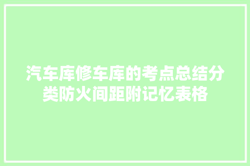 汽车库修车库的考点总结分类防火间距附记忆表格