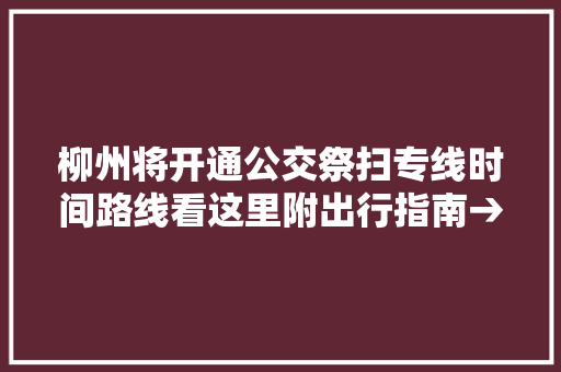 柳州将开通公交祭扫专线时间路线看这里附出行指南→ 汽车知识