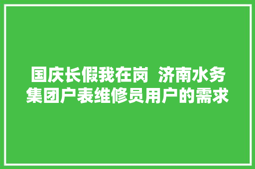 国庆长假我在岗  济南水务集团户表维修员用户的需求就是发令枪