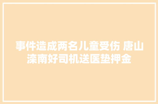 事件造成两名儿童受伤 唐山滦南好司机送医垫押金