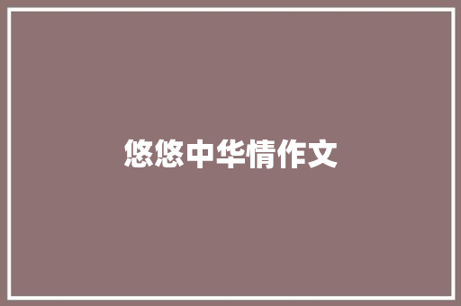 悠悠中华情作文