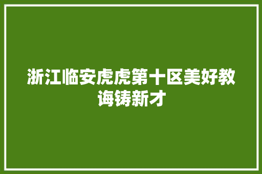 浙江临安虎虎第十区美好教诲铸新才