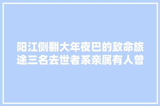 阳江侧翻大年夜巴的致命旅途三名去世者系亲属有人曾忧虑雨夜车太快