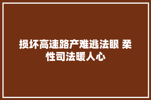损坏高速路产难逃法眼 柔性司法暖人心