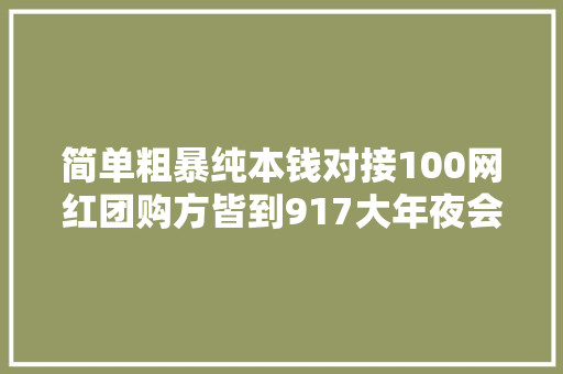 简单粗暴纯本钱对接100网红团购方皆到917大年夜会现场