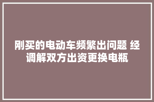 刚买的电动车频繁出问题 经调解双方出资更换电瓶
