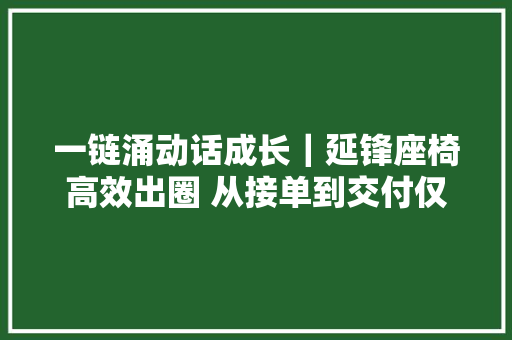 一链涌动话成长｜延锋座椅高效出圈 从接单到交付仅用2小时