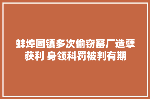 蚌埠固镇多次偷窃窑厂造孽获利 身领科罚被判有期 汽车知识