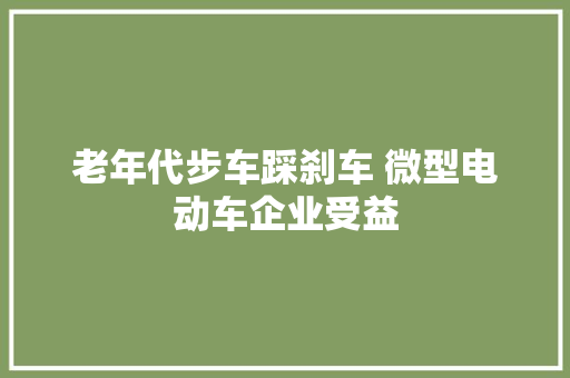 老年代步车踩刹车 微型电动车企业受益
