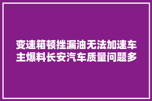 变速箱顿挫漏油无法加速车主爆料长安汽车质量问题多  第1张