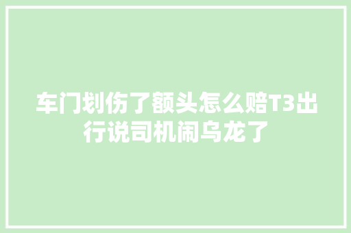 车门划伤了额头怎么赔T3出行说司机闹乌龙了  第1张