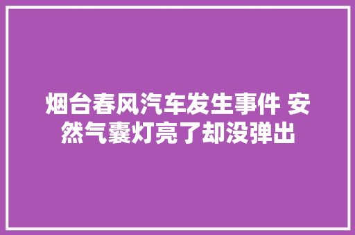 烟台春风汽车发生事件 安然气囊灯亮了却没弹出