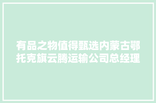 有品之物值得甄选内蒙古鄂托克旗云腾运输公司总经理赵云选车记