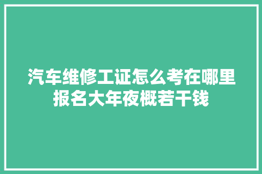 汽车维修工证怎么考在哪里报名大年夜概若干钱