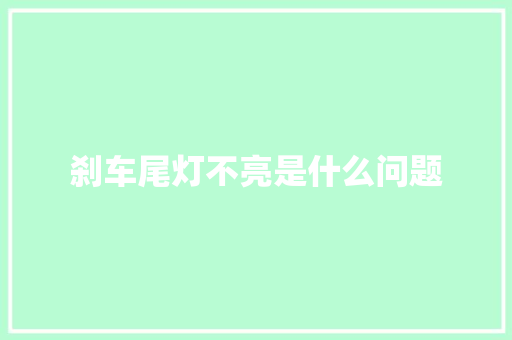 刹车尾灯不亮是什么问题