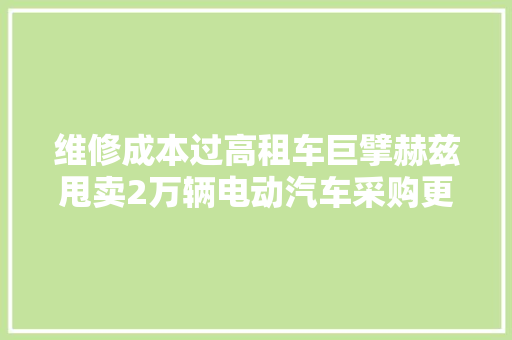 维修成本过高租车巨擘赫兹甩卖2万辆电动汽车采购更多燃油车特斯拉收跌 汽车知识