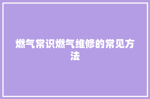 燃气常识燃气维修的常见方法