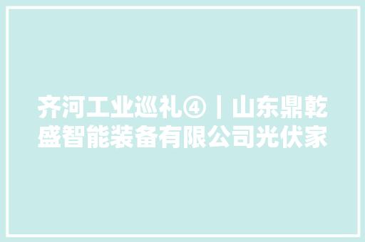 齐河工业巡礼④｜山东鼎乾盛智能装备有限公司光伏家当聚链成群 为齐河高质量成长插上绿色同党