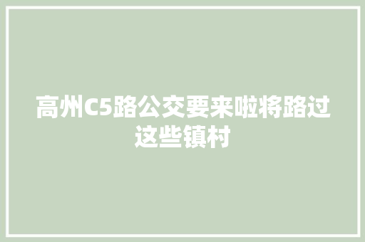 高州C5路公交要来啦将路过这些镇村