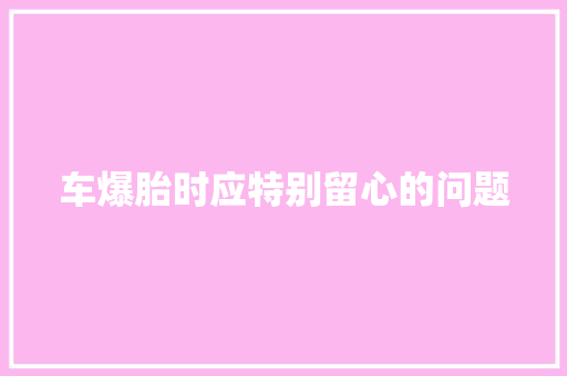 车爆胎时应特别留心的问题