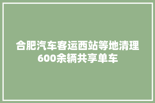 合肥汽车客运西站等地清理600余辆共享单车