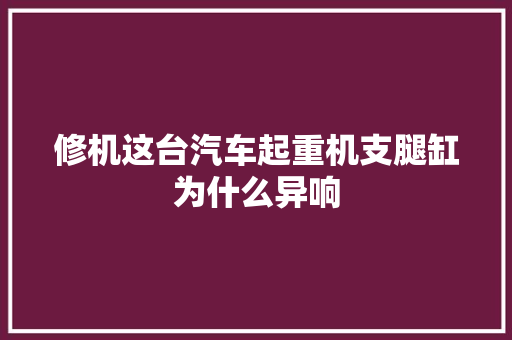修机这台汽车起重机支腿缸为什么异响