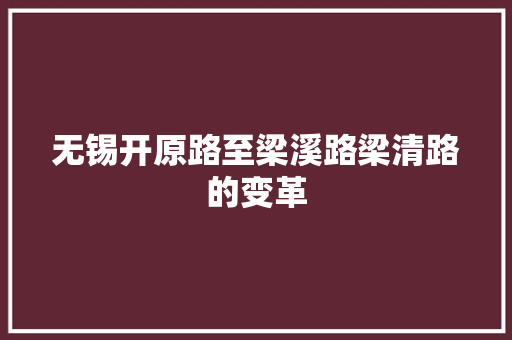 无锡开原路至梁溪路梁清路的变革