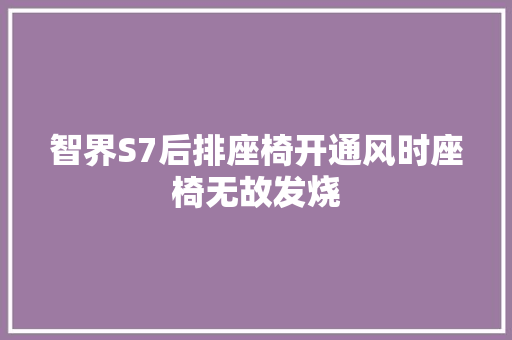 智界S7后排座椅开通风时座椅无故发烧