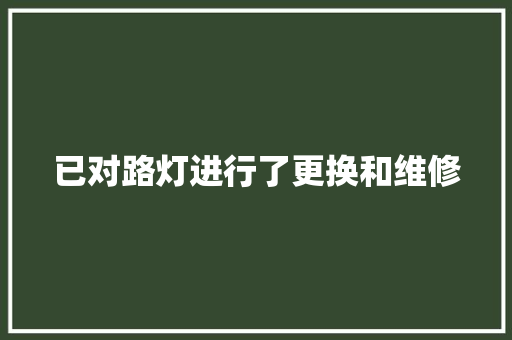 已对路灯进行了更换和维修